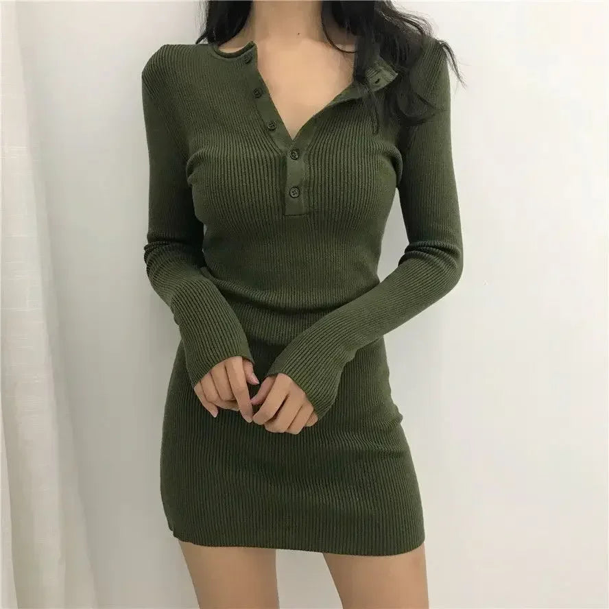 V-Neck Crochet Midi Dress