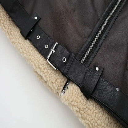 FurEdge Moto Style Faux Fur Jacket