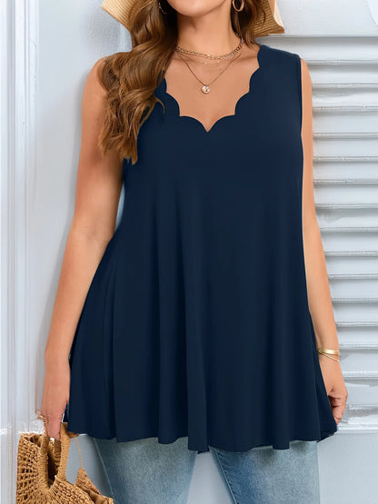 Plus Size Scalloped Hem Tunic Top