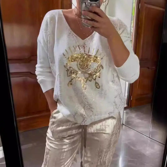 Gold Eye Print Glittery Set