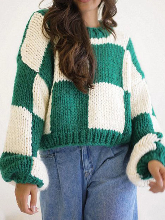Cozy Checkered Oversized Sweater