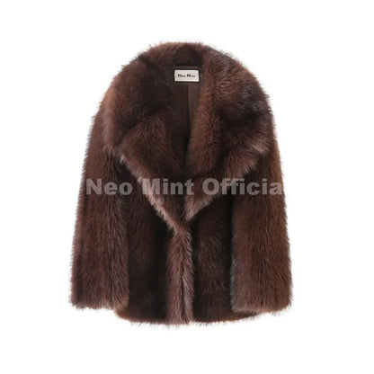 Women’s Luxury Yellow Striped Faux Fur Coat