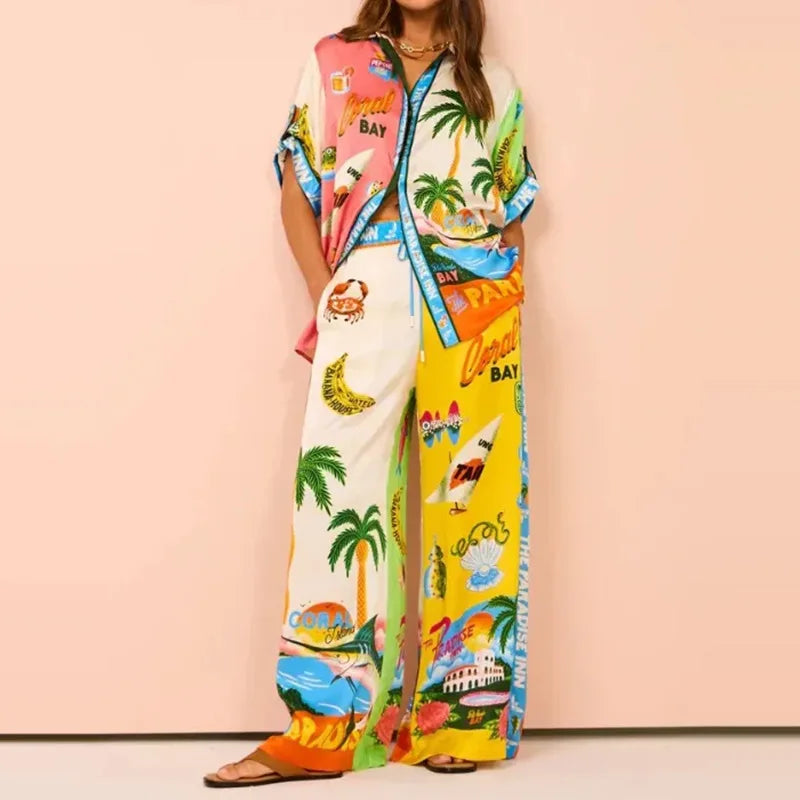 Graffiti Print Casual Two-Piece