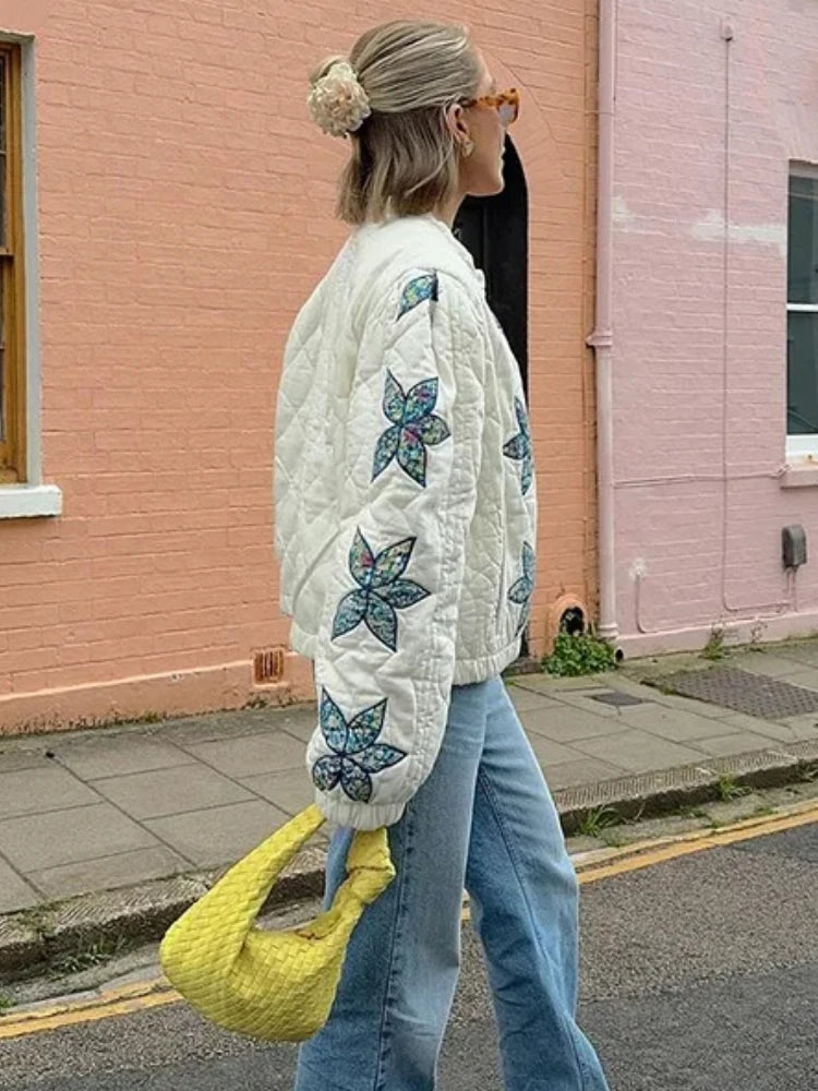 BloomNest Quilted Bomber Jacket