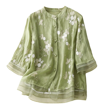 Vintage Bloom Embroidered Cotton Top