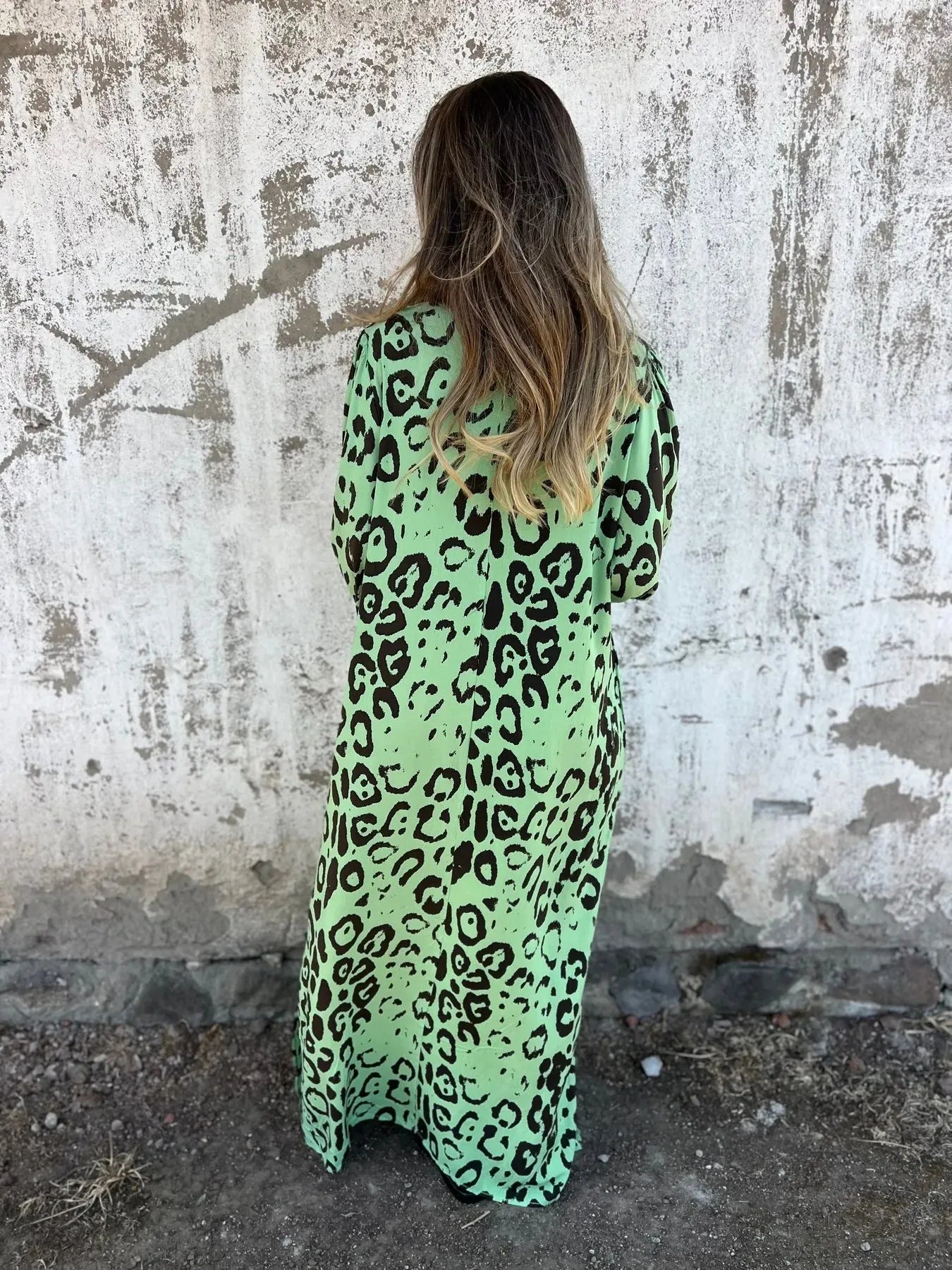 Retro Leopard Print V-Neck Dress