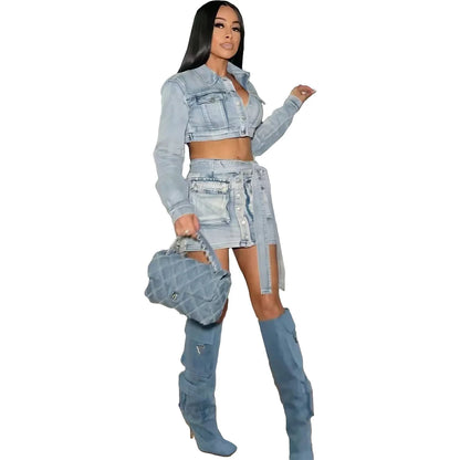 Indigo Muse Denim Mini Skirt Set