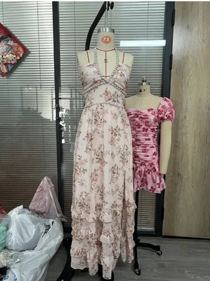 Floral Elegance Halter Maxi Dress