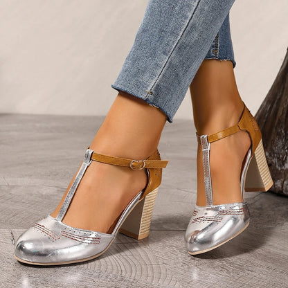 Retro Chic Thick Heel Sandals