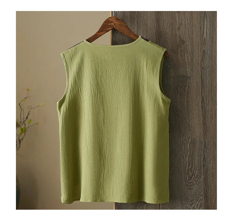 Asymmetric Cotton Linen Top