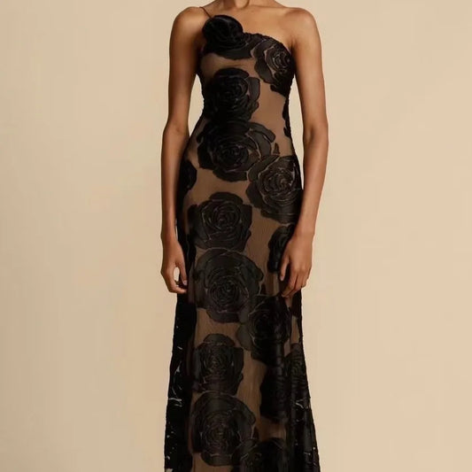 Midnight Allure Backless Evening Dress
