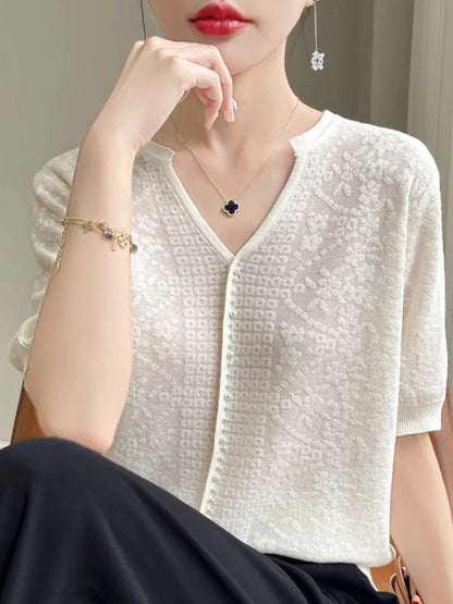 V-Neck Knitted Summer Top