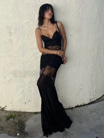 Sexy Lace Backless Maxi Dress