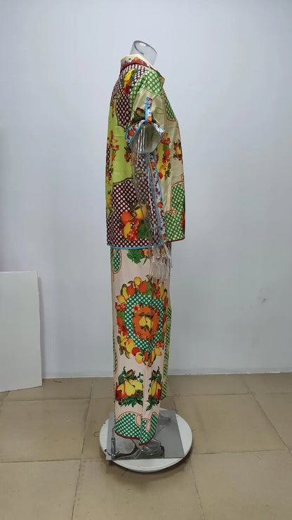 Vibrant Colorblock Wide-Leg Two-Piece Set