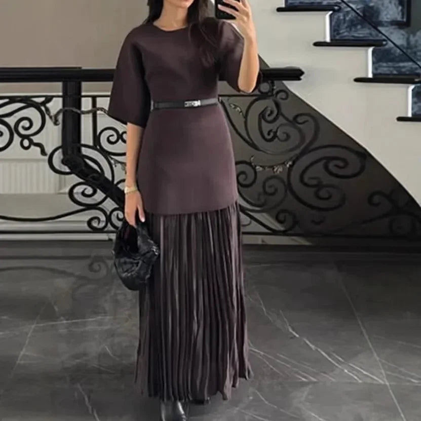 Elegant Pleated Tulle Patchwork Dress