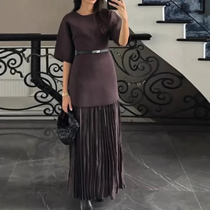 Elegant Pleated Tulle Patchwork Dress