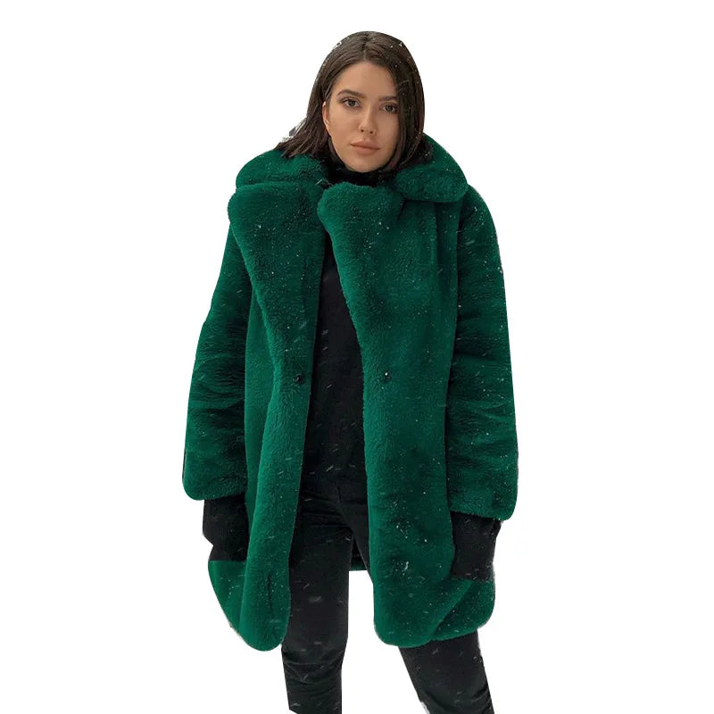 PlushLuxe Long Lapel Fur Coat