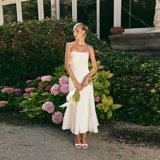 Breeze Charm Pleated Chiffon Ribbon Dress