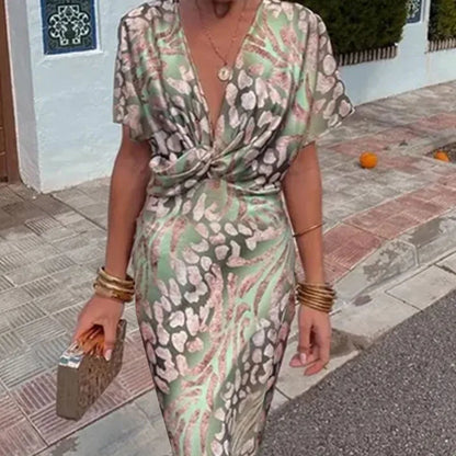 Boho Elegance V-Neck Dress