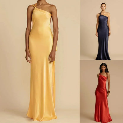 Crimson Allure One-Shoulder Maxi Dress