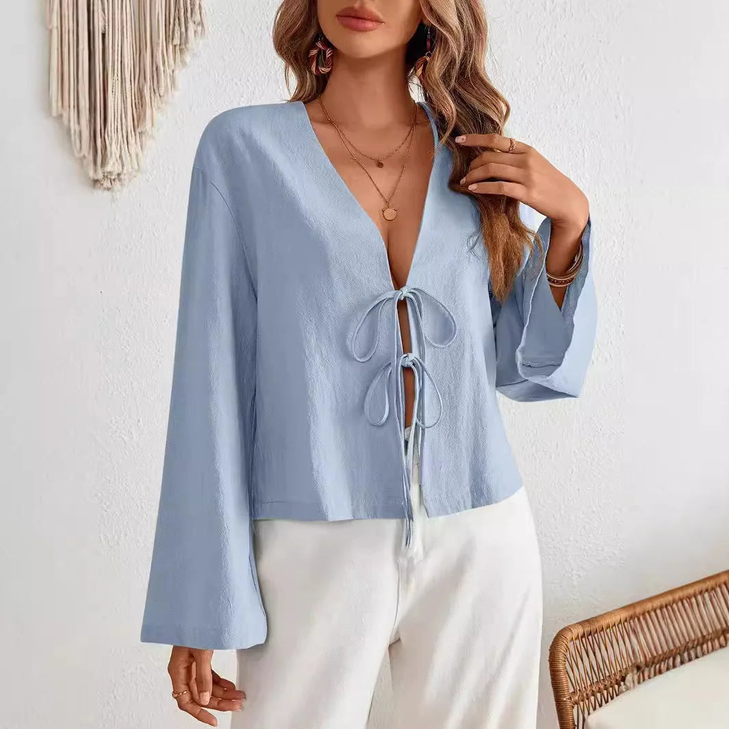 INS Style Cotton V-Neck Top