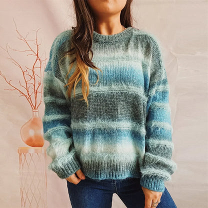 Cozy Gradient Stripe Knit Sweater