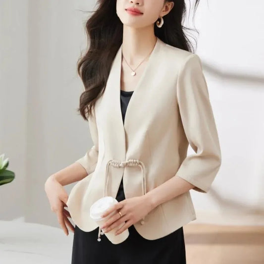 Slim Fit Short Sleeve Blazer Top