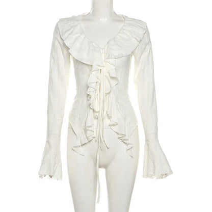 Ruffle Charm Irregular Street Blouse