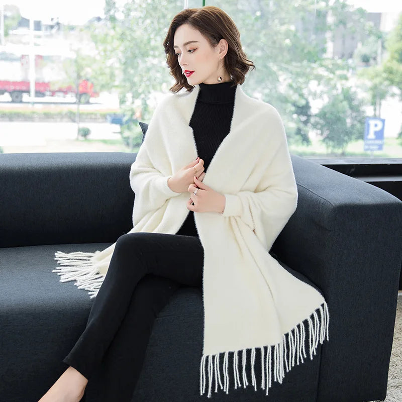 Plush Mink Knit Cardigan Cloak