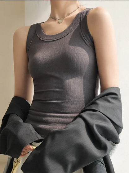 Women’s Ribbed Black Knit Tank Top