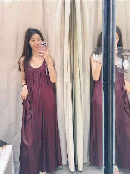 Elegant Lustre Backless Maxi Dress