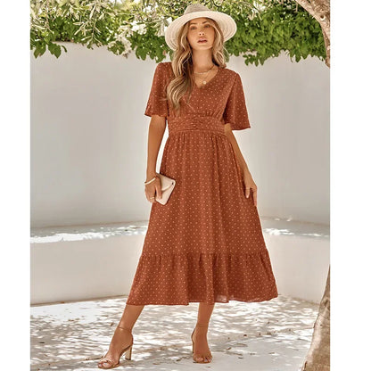 Elegant Lotus Sleeve Summer Dress