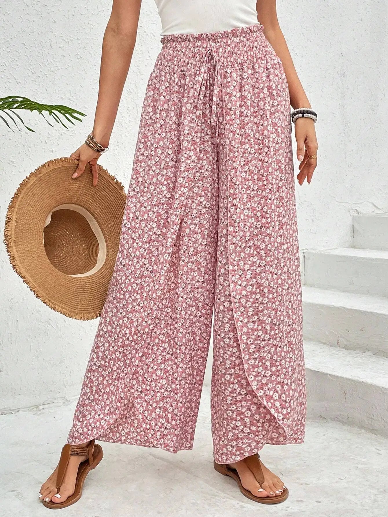 Petal Whisper Wide Leg Pants