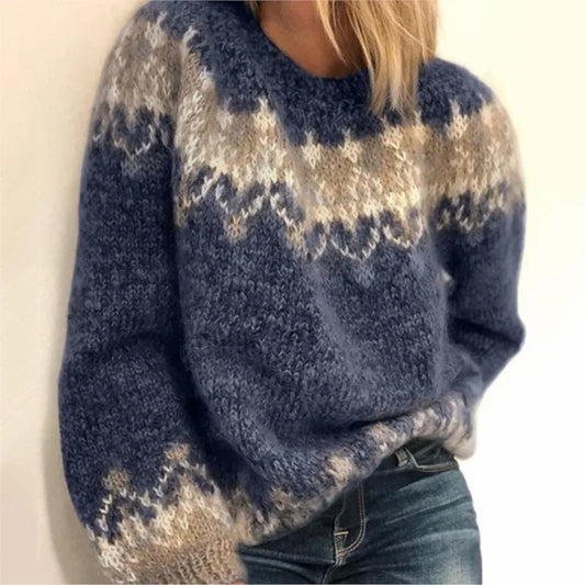 Warm Print Knit Winter Sweater