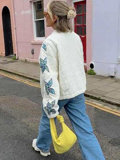 BloomNest Quilted Bomber Jacket