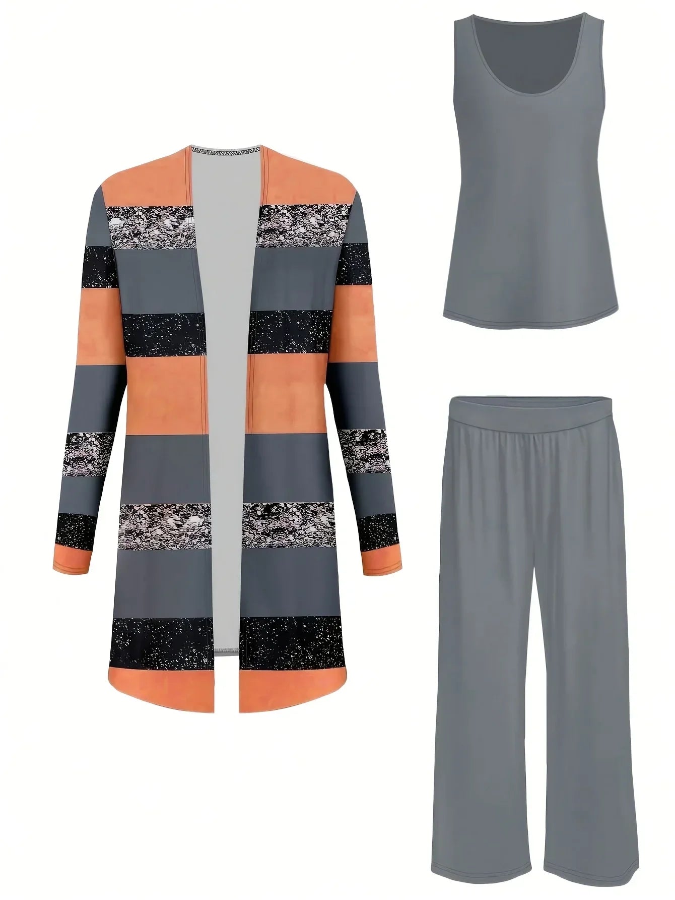 Women’s 3-Piece Casual Set — Cardigan, Tank & Pants