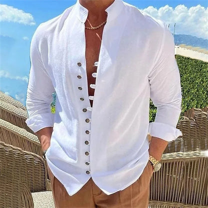 Breeze Form Linen Button Shirt Men