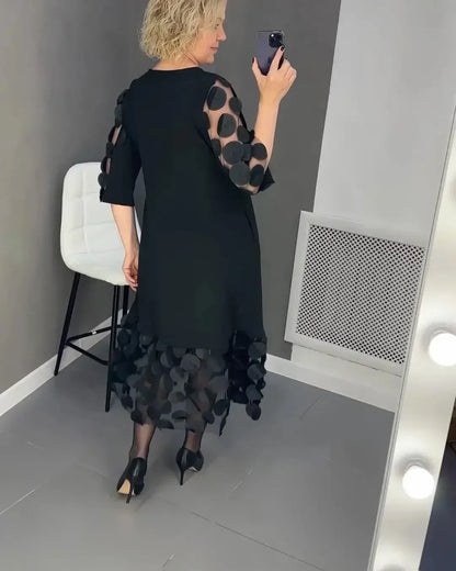 Elegant Plus-Size Bell Sleeve Dress