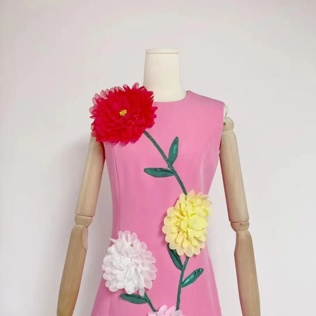 Floral Fusion 3D Print Dress