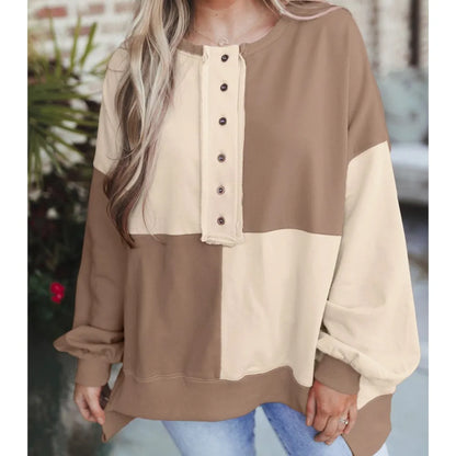 Trendy Contrast Buckle Sweatshirt