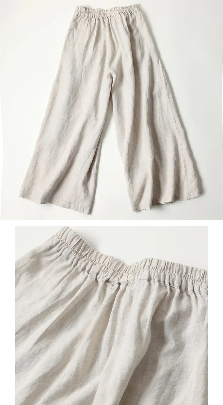 Art Ease Cotton Linen Wide Leg Pants