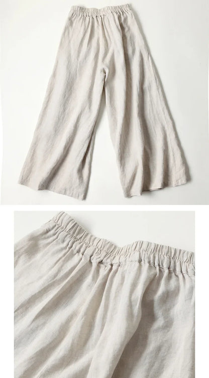 Art Ease Cotton Linen Wide Leg Pants