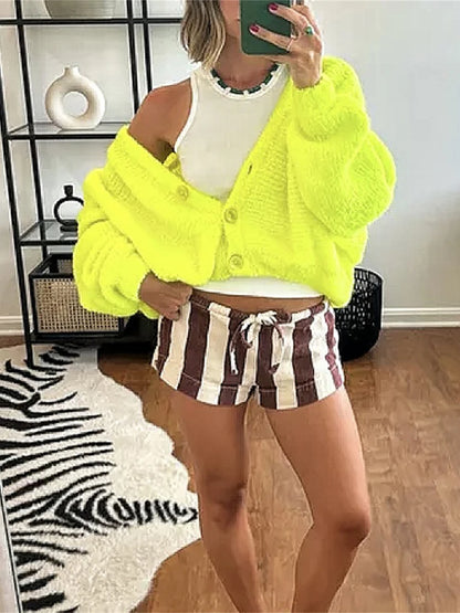 Cozy Vibe Fuzzy Button-Up Cardigan