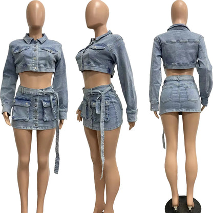 Indigo Muse Denim Mini Skirt Set