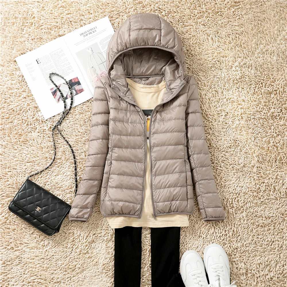 Women's Lightweight Hooded Duck Down Puffer Jacket
