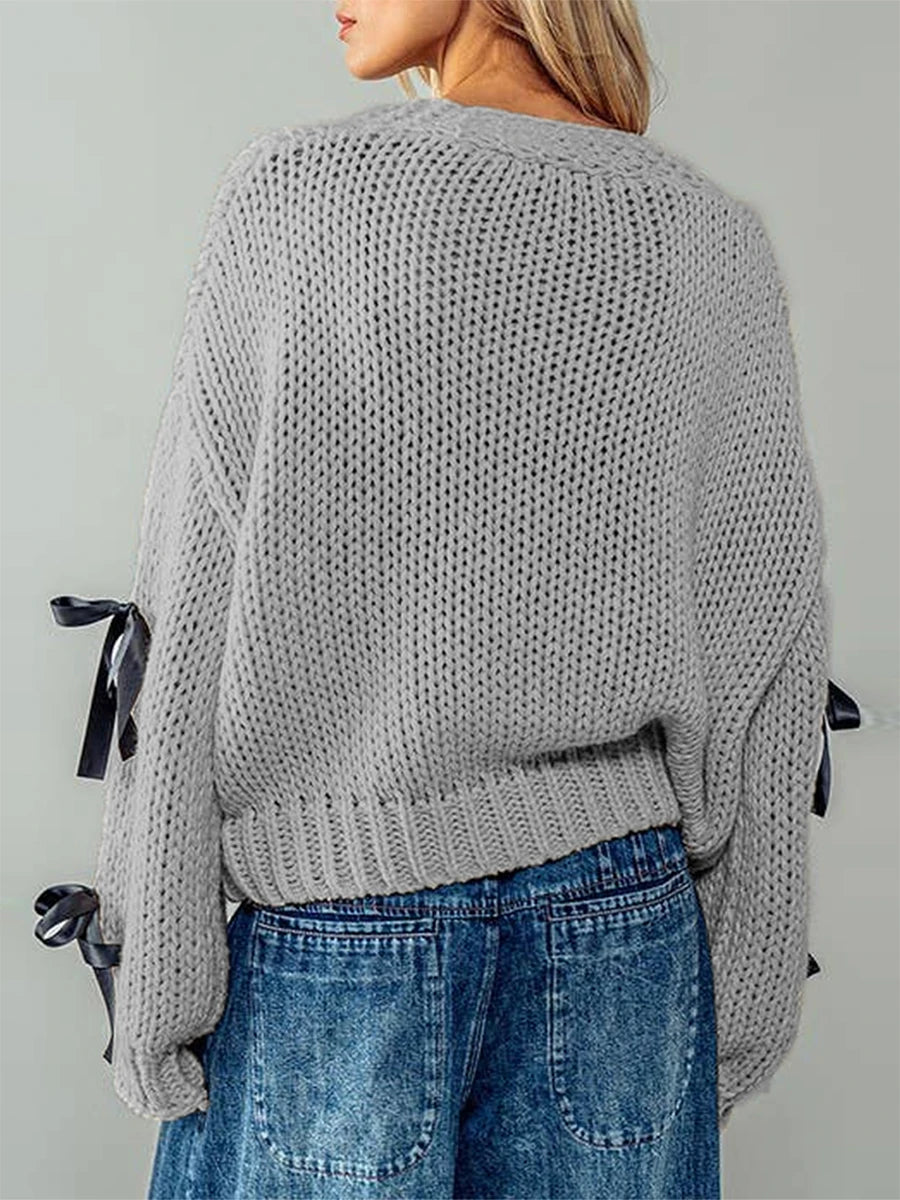 Belle Knot Deep V Bow Cardigan
