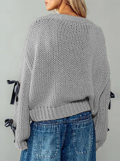 Belle Knot Deep V Bow Cardigan