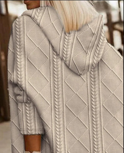 Cable Knit Hooded Windbreaker Coat