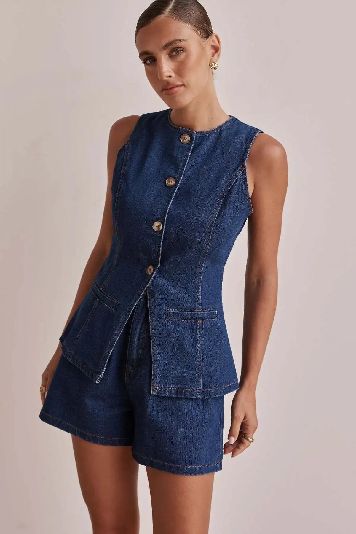 Sunset Chic Sleeveless Suit Set