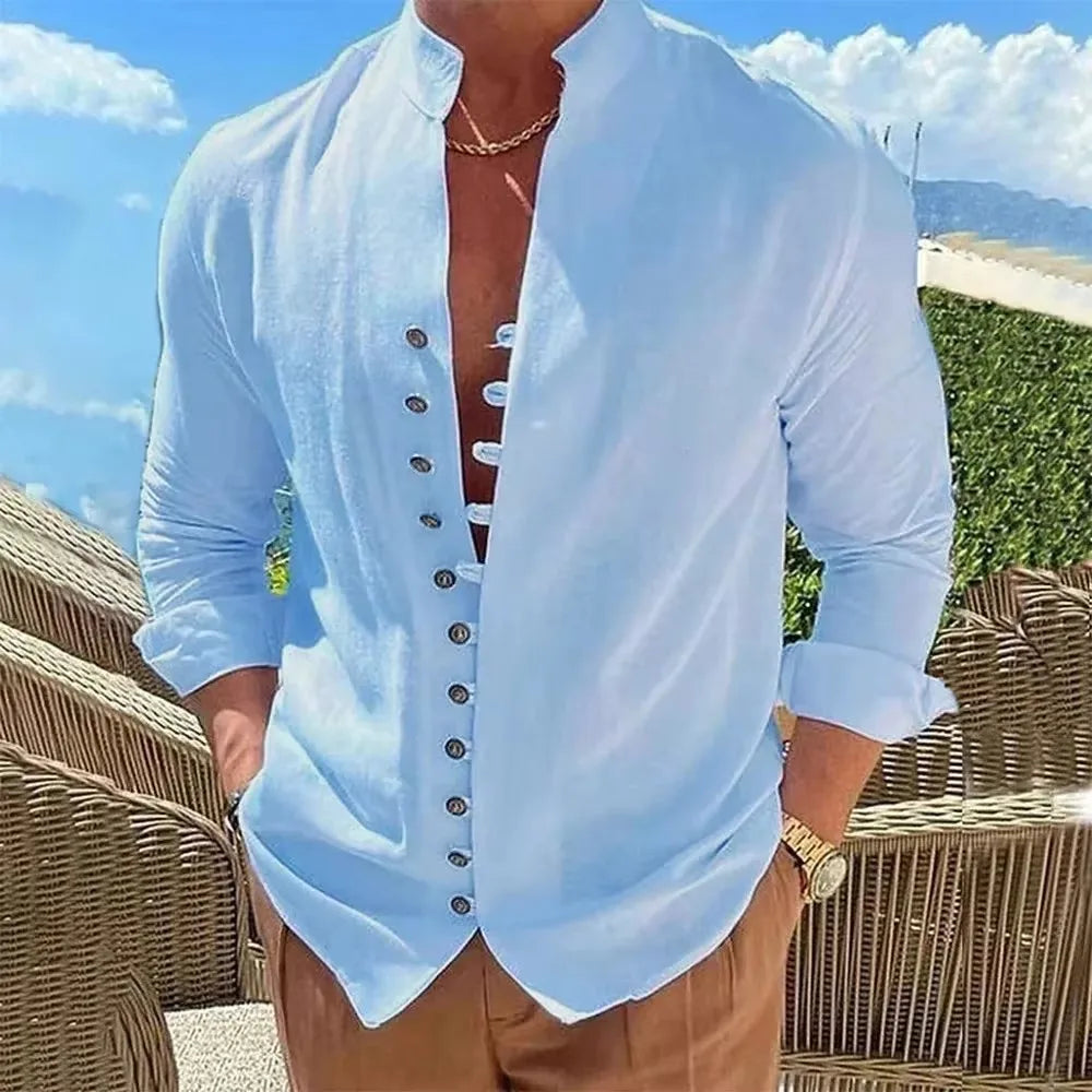 Breeze Form Linen Button Shirt Men